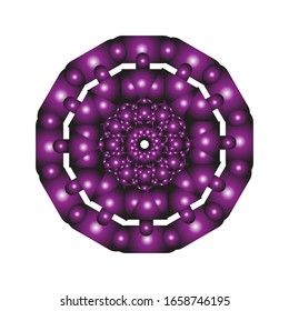 ilustración vectorial de ornamento redondo en 3D sobre fondo blanco. Diseño de Mandala geométrica. con un brillante color púrpura. para el logotipo, icono o símbolo, etc