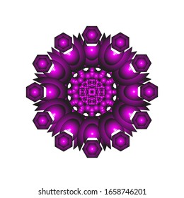 illustration vector graphic of Round ornament in 3D on white background. Geometric Mandala Design. with a shiny purple color. fit for logo, icon or symbol, etc