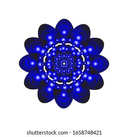 illustration vector graphic of Round ornament in 3D on white background. Geometric Mandala Design. with a shiny blue color. fit for logo, icon or symbol, etc