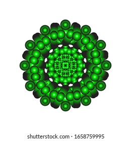 illustration vector graphic of Round ornament in 3D on white background. Geometric Mandala Design. with a shiny green color. fit for logo, icon or symbol, etc