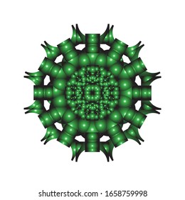illustration vector graphic of Round ornament in 3D on white background. Geometric Mandala Design. with a shiny green color. fit for logo, icon or symbol, etc