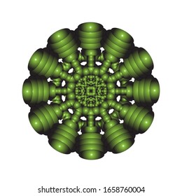 illustration vector graphic of Round ornament in 3D on white background. Geometric Mandala Design. with a shiny green color. fit for logo, icon or symbol, etc