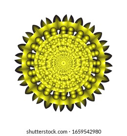 illustration vector graphic of Round ornament in 3D on white background. Geometric Mandala Design. in golden yellow. fit for logo, icon or symbol, etc
