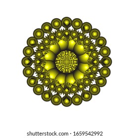 illustration vector graphic of Round ornament in 3D on white background. Geometric Mandala Design. in golden yellow. fit for logo, icon or symbol, etc