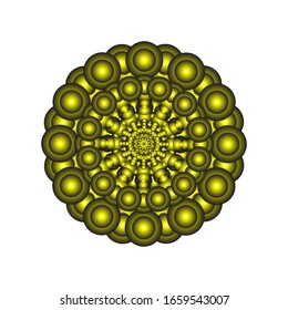 ilustración vectorial de ornamento redondo en 3D sobre fondo blanco. Diseño de Mandala geométrica. en amarillo dorado. para el logotipo, icono o símbolo, etc