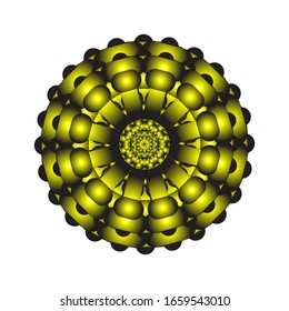 illustration vector graphic of Round ornament in 3D on white background. Geometric Mandala Design. in golden yellow. fit for logo, icon or symbol, etc