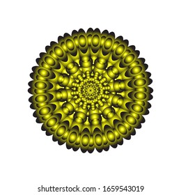 illustration vector graphic of Round ornament in 3D on white background. Geometric Mandala Design. in golden yellow. fit for logo, icon or symbol, etc