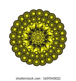 illustration vector graphic of Round ornament in 3D on white background. Geometric Mandala Design. in golden yellow. fit for logo, icon or symbol, etc