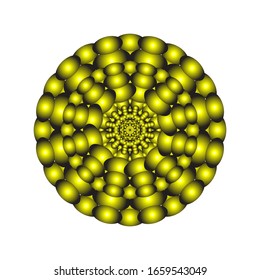 illustration vector graphic of Round ornament in 3D on white background. Geometric Mandala Design. in golden yellow. fit for logo, icon or symbol, etc