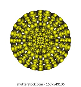 illustration vector graphic of Round ornament in 3D on white background. Geometric Mandala Design. in golden yellow. fit for logo, icon or symbol, etc