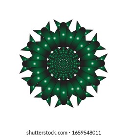 ilustración vectorial de ornamento redondo en 3D sobre fondo blanco. Diseño de Mandala geométrica. de un color verde brillante. para el logotipo, icono o símbolo, etc