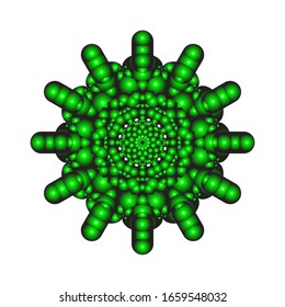 illustration vector graphic of Round ornament in 3D on white background. Geometric Mandala Design. with a shiny green color. fit for logo, icon or symbol, etc