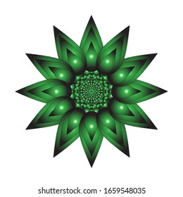 illustration vector graphic of Round ornament in 3D on white background. Geometric Mandala Design. with a shiny green color. fit for logo, icon or symbol, etc