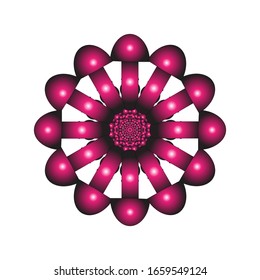 illustration vector graphic of Round ornament in 3D on white background. Geometric Mandala Design. with a shiny purple color. fit for logo, icon or symbol, etc