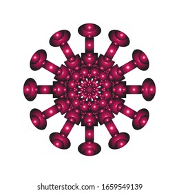 ilustración vectorial de ornamento redondo en 3D sobre fondo blanco. Diseño de Mandala geométrica. con un brillante color púrpura. para el logotipo, icono o símbolo, etc