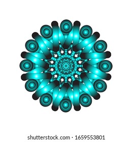 illustration vector graphic of Round ornament in 3D on white background. Geometric Mandala Design. with a shiny blue navy color. fit for logo, icon or symbol, etc