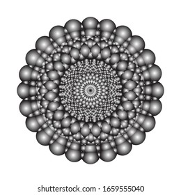 ilustración vectorial de ornamento redondo en 3D sobre fondo blanco. Diseño de Mandala geométrica. con un brillante color plateado. para el logotipo, icono o símbolo, etc