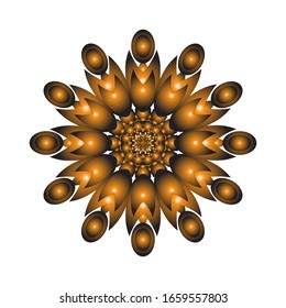 ilustración vectorial de ornamento redondo en 3D sobre fondo blanco. Diseño de Mandala geométrica. con un color naranja brillante. para el logotipo, icono o símbolo, etc
