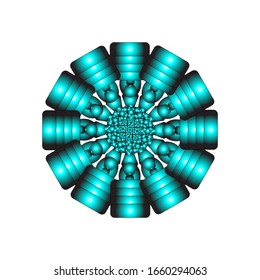 ilustración vectorial de ornamento redondo en 3D sobre fondo blanco. Diseño de Mandala geométrica. para el logotipo, icono o símbolo, etc
