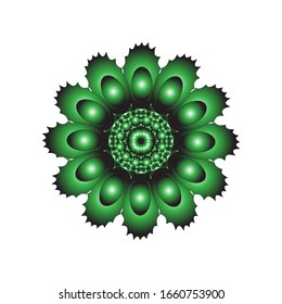illustration vector graphic of Round ornament in 3D on white background. Geometric Mandala Design. with a shiny green color. fit for logo, icon or symbol, etc