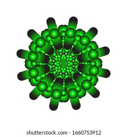 illustration vector graphic of Round ornament in 3D on white background. Geometric Mandala Design. with a shiny green color. fit for logo, icon or symbol, etc