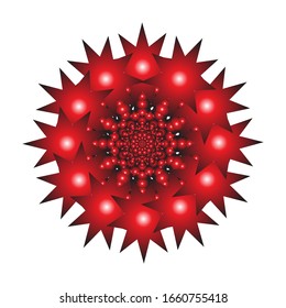 illustration vector graphic of Round ornament in 3D on white background. Geometric Mandala Design. with a shiny red color. fit for logo, icon or symbol, etc