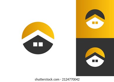 Gráfico vectorial de ilustración del logotipo de la casa redondeada. Perfecto para la compañía tecnológica