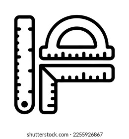 Illustration Vektorgrafik von Lineal Design, Linie Zeichensymbol. Linienzeichnung. Schwarz.