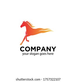 illustration vector graphic of running horse with the tail forms a fire isolated in white background 
