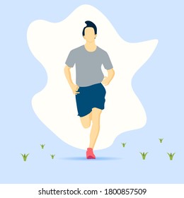 Ilustración del hombre de ejecución gráfico vectorial en el diseño de estilo plano