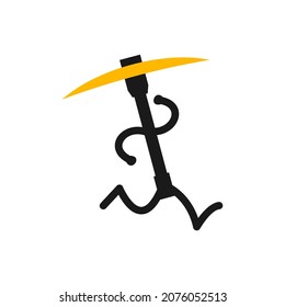 Illustration Vector Graphic of Running Pickaxe Logo. Perfect to use for Mining Company