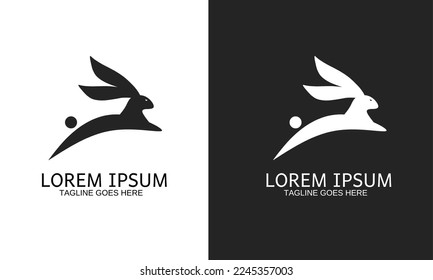 Illustration vector graphic of running rabbit logo template