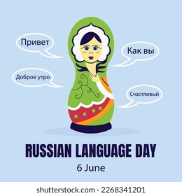 illustration vector graphic of Russian matryoshka dolls speak Russian language, perfect for international day, russian language day, celebrate, greeting card, etc.