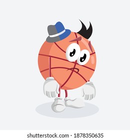 Illustration vector graphic of with sad poses. Perfect for basketball logo, basketball product, etc.