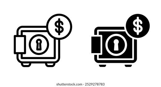 Ilustración Vector gráfico de icono de caja fuerte. Apto para la banca, banco, negocio, depósito, seguridad, dinero, seguridad, etc.