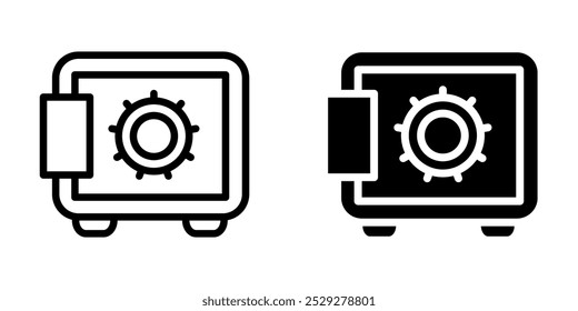 Gráfico de vetor de ilustração do ícone de caixa segura. Adequado para bancos, bancos, negócios, depósitos, segurança, dinheiro, segurança etc.