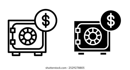 Abbildung Vektorgrafik des Safebox-Symbols. Fit für Bank, Bank, Geschäft, Einzahlung, Sicherheit, Geld, Sicherheit usw.