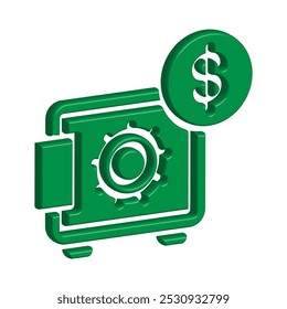 Ilustración Vector gráfico de icono de caja fuerte. Apto para la banca, banco, negocio, depósito, seguridad, dinero, seguridad, etc.