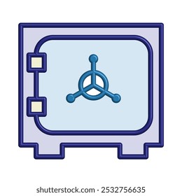 Gráfico de vetor de ilustração do ícone de caixa segura. Adequado para bancos, bancos, negócios, depósitos, segurança, dinheiro, segurança etc.