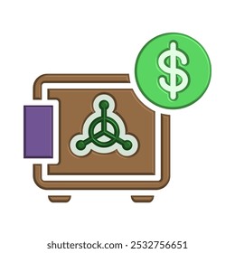 Ilustración Vector gráfico de icono de caja fuerte. Apto para la banca, banco, negocio, depósito, seguridad, dinero, seguridad, etc.