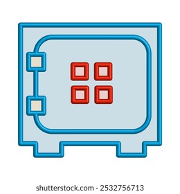 Ilustración Vector gráfico de icono de caja fuerte. Apto para la banca, banco, negocio, depósito, seguridad, dinero, seguridad, etc.