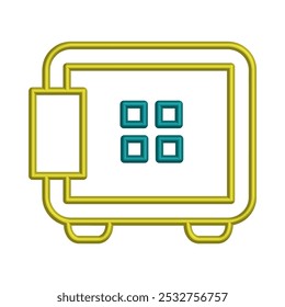 Ilustración Vector gráfico de icono de caja fuerte. Apto para la banca, banco, negocio, depósito, seguridad, dinero, seguridad, etc.
