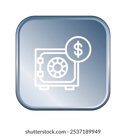 Ilustración Vector gráfico de icono de caja fuerte. Apto para la banca, banco, negocio, depósito, seguridad, dinero, seguridad, etc.