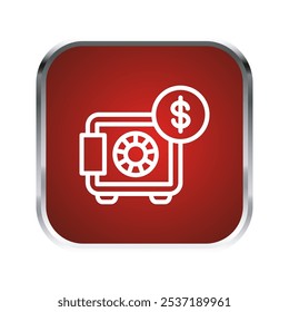 Ilustración Vector gráfico de icono de caja fuerte. Apto para la banca, banco, negocio, depósito, seguridad, dinero, seguridad, etc.