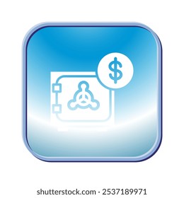 Gráfico de vetor de ilustração do ícone de caixa segura. Adequado para bancos, bancos, negócios, depósitos, segurança, dinheiro, segurança etc.