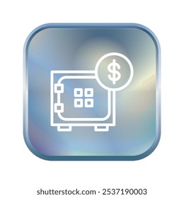 Gráfico de vetor de ilustração do ícone de caixa segura. Adequado para bancos, bancos, negócios, depósitos, segurança, dinheiro, segurança etc.