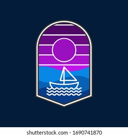 Illustration vector graphic of sailboat emblem.perfect for logos about oceans and seas