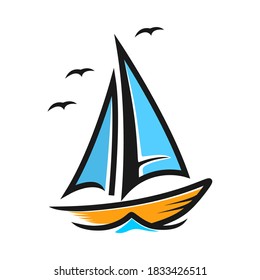 illustration vector graphic of sailing boat logo or icon