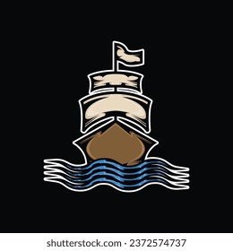 illustration vector graphic sailing boat logo design in the front view