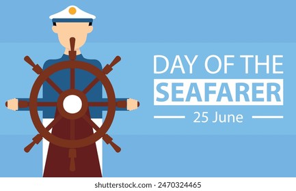 illustration vector graphic of a sailor holds the helm of a ship, perfect for internationald ay, day of the seafarer, celebrate, greeting card, etc.